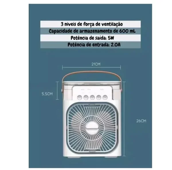 Mini Ventilador Portátil - Climatizador e Umidificador com Led USB - Image 2