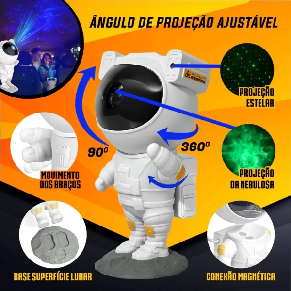 Projetor De Luzes Estrelas Galáxia Astronauta Com Controle Cúpula - Image 5