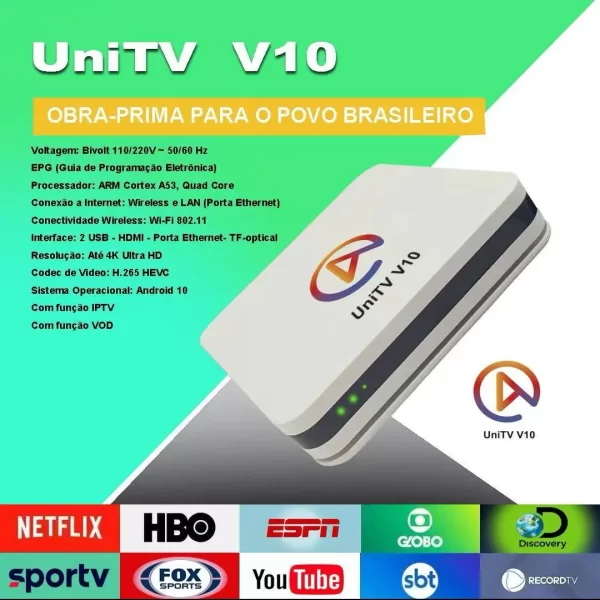 UNITV V10 Aparelho Conversor de Smart Tv Box Android 11 WiFi - Image 2