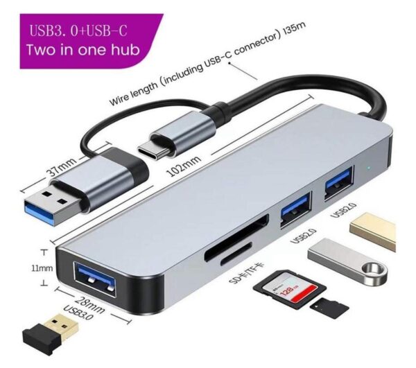 Hub Dock 5 Em 2 Usb-c E Usb-a Tomate - Image 2