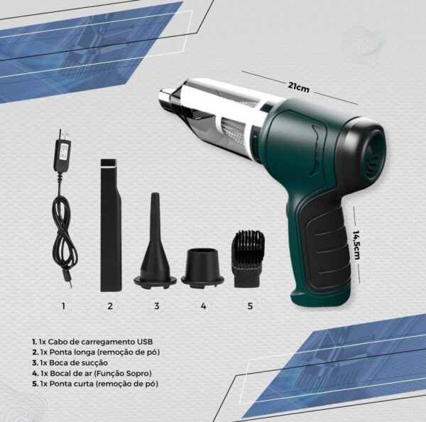 Mini Aspirador Soprador 3em1 De Ar Portátil Usb Recarregável