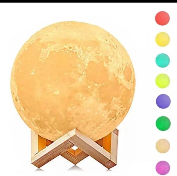 Luminária Lua Cheia Abajur de Mesa Com Suporte Luz LedColorido Sem Fio Sua Casa Decoração - Image 7