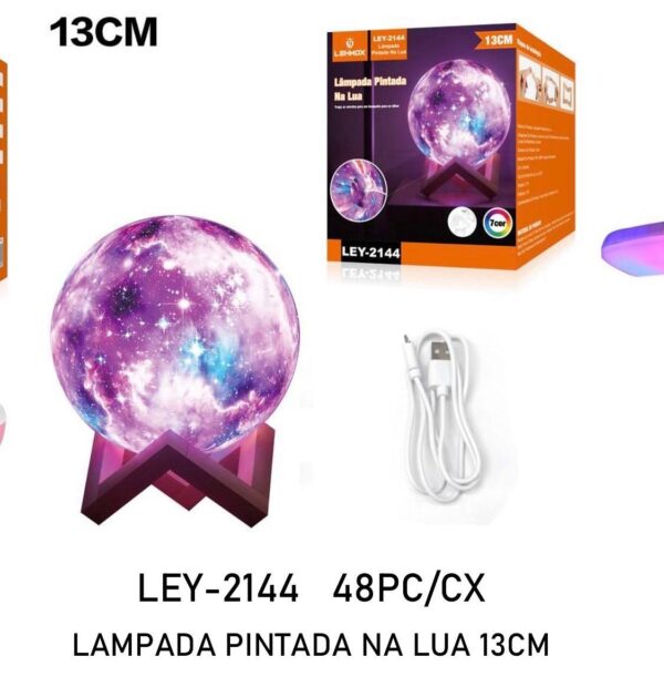 Luminária Lua Cheia Abajur de Mesa Com Suporte Luz LedColorido Sem Fio Sua Casa Decoração - Image 8